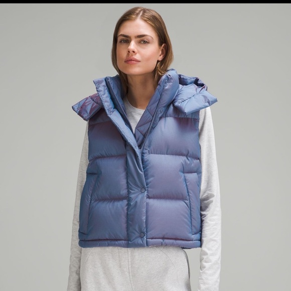 lululemon athletica Jackets & Blazers - Lululemon Wunder Puff Cropped Vest sleeveless Heathered wild indigo size 12